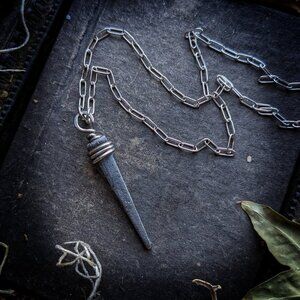Minimalist Wire Wrap Witch Nail Necklace